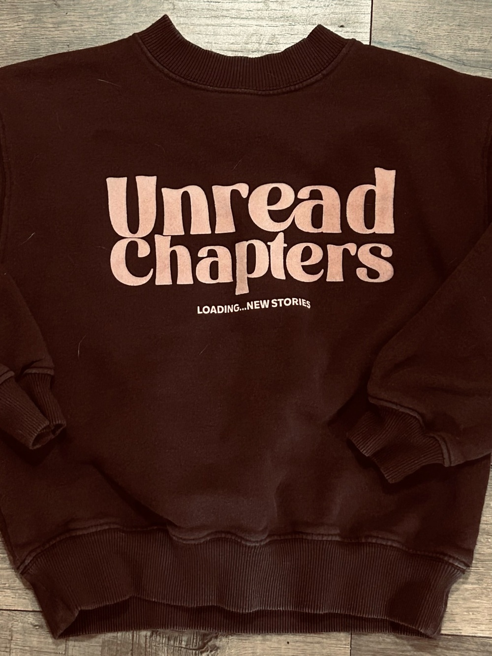 ZARA KIDS “UNREAD CHAPTERS”PULLOVER BROWN SWEATER SIZE 9-10 SWEATSHIRT